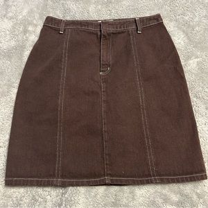 Vintage St. John’s Bay chocolate brown denim knee length skirt